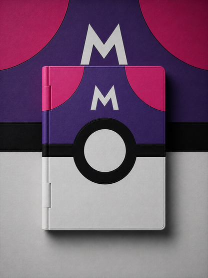 Master Pokebook von Bladeverse, schwarzes Notebook mit stilvollem Design und Logo, ideal für Notizen und kreative Arbeiten.